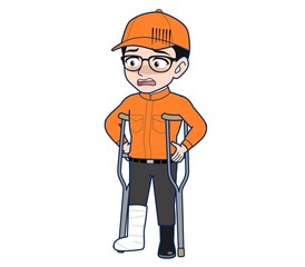 Young man in orange work clothes