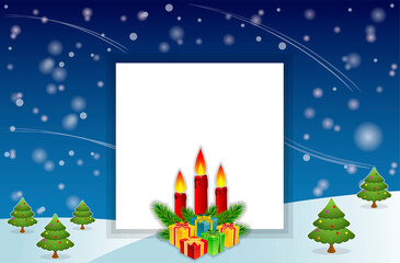 Illustration of Christmas theme with candles and gifts
