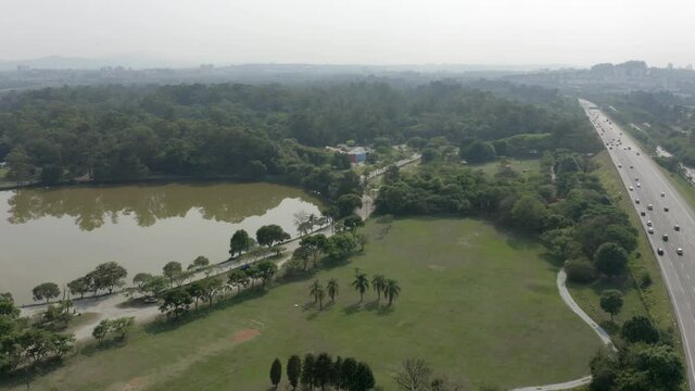 ecological park of Tiet&ecirc; next to the Ayrton Senna Highway in Sao Paulo, Brazil, backward movement