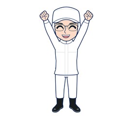 young man in white hygienic clothes