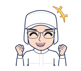 young man in white hygienic clothes