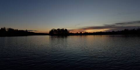 Naklejka premium Summer fishing on the Desna river, beautiful panorama.