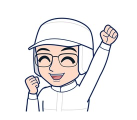 young man in white hygienic clothes