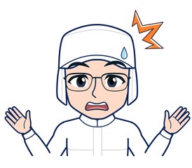 young man in white hygienic clothes