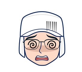 young man in white hygienic clothes