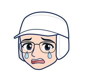 young man in white hygienic clothes