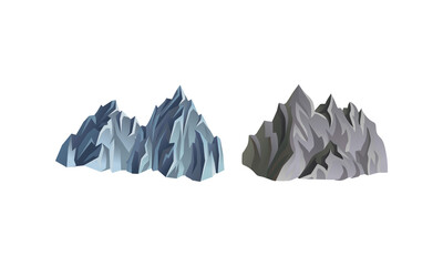 Mountain Peaks with Cliff and Rock Vector Set
