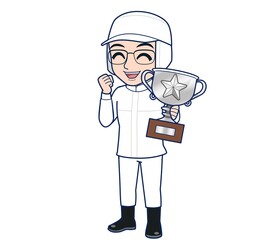 young man in white hygienic clothes