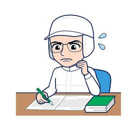 young man in white hygienic clothes