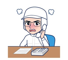 young man in white hygienic clothes