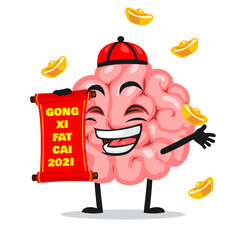 Vector illustration of brain mascot or character