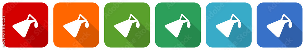 Aufkleber Chemistry icon set, flat design vector illustration in 6 colors options for webdesign and mobile applications