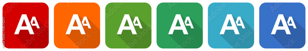 Poster Alphabet icon set, flat design vector illustration in 6 colors options for webdesign and mobile applications
