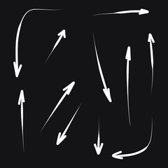 Set of rough hand drawn, grunge, handmade elements arrows, waypoints EPS Vector