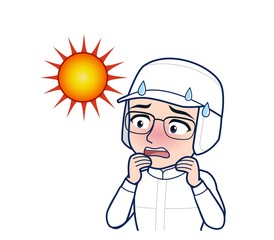 young man in white hygienic clothes