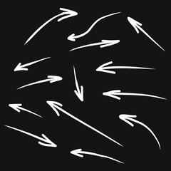 Set of rough hand drawn, grunge, handmade elements arrows, waypoints EPS Vector