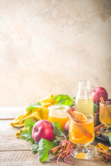 Traditional autumn winter alcohol drink. Hot and spicy apple cider.