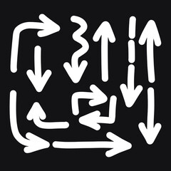 Set of rough hand drawn, grunge, handmade elements arrows, waypoints EPS Vector