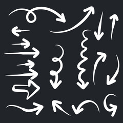 Set of rough hand drawn, grunge, handmade elements arrows, waypoints EPS Vector