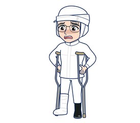 young man in white hygienic clothes