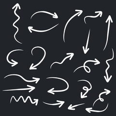 Set of rough hand drawn, grunge, handmade elements arrows, waypoints EPS Vector