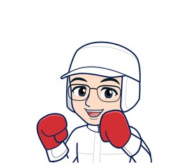 young man in white hygienic clothes