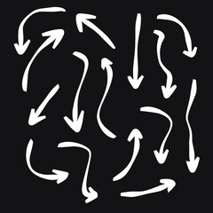 Set of rough hand drawn, grunge, handmade elements arrows, waypoints EPS Vector