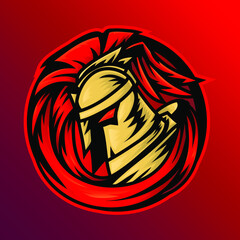 Illustration of warrior knight gladiator mascot logo for club team template sport and esports