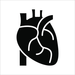 Human heart icon, vector illustration design. silhouette of human heart organ with great vessels