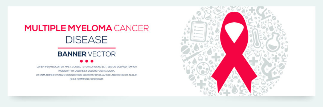 Creative (Multiple Myeloma Cancer) disease Banner Word with Icons ,Vector illustration.	

