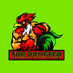 Rooster esport sport mascot logo design boxing martial arts