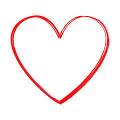 Red heart outline vector. Hand drawn love icon. Trendy heart isolated on white background. For love icon, greeting card and Valentine's day. Creative love art. Heart outline vector