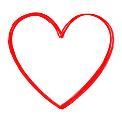 Red heart outline vector. Hand drawn love icon. Trendy heart isolated on white background. For love icon, greeting card and Valentine's day. Creative love art. Heart outline vector