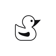 Duck toy for a baby, line icon on white background EPS Vector