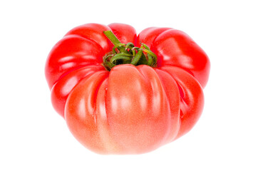Big pink beef tomato isolated on white background.