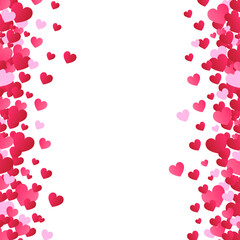 Valentines day background, vector. Red hearts isolated on white background. Valentines day backdrop for web site, love poster, wallpaper and wedding card. Creative art concept, vector illustration