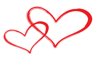 2 hearts outline vector. Hand drawn love icon. Trendy heart isolated on white background. For love icon, greeting card and Valentine's day. Creative love art. Heart outline vector