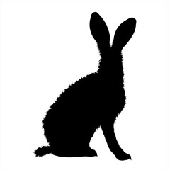 Naklejka premium Vector silhouette of rabbit on white background. Symbol of forest animal and hare.