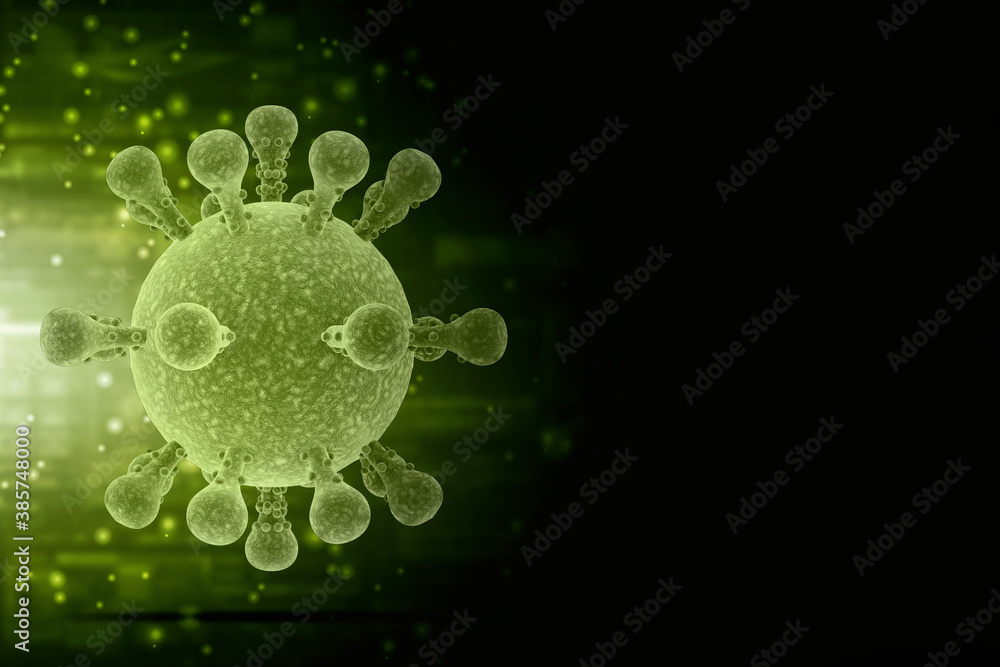 Poster 3d rendering virus bacteria cells background