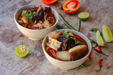 Pork curry in a bowl