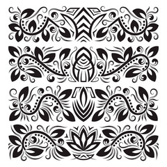 Vintage decorative elements for design. Floral decorations in antique style.