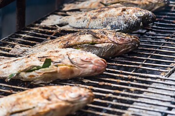 Salt grilled fish on the coals is a traditional Thai dishish