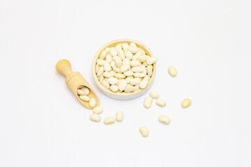 Dry Lima beans isolated on white background