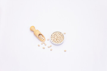 Dry white beans isolated on white background