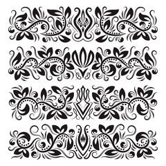 Vintage decorative elements for design. Floral decorations in antique style.
