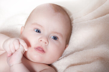 children, people, infancy and age concept - beautiful happy baby