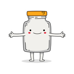Cute glass jar cartoon character