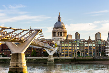Fototapeta na wymiar Millennium Bridge and St. Paul's Cathedral in London