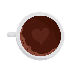 coffee cup with heart design of drink caffeine breakfast and beverage theme Vector illustration