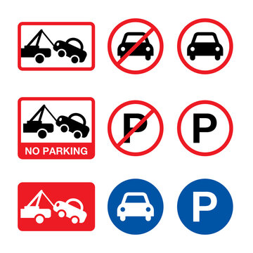 No parking vector sign, parking forbidden design set